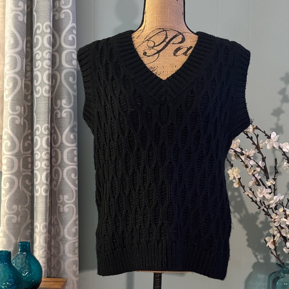 Lucy Paris (Boutique) Chunky Knit V Neck Sweater Vest